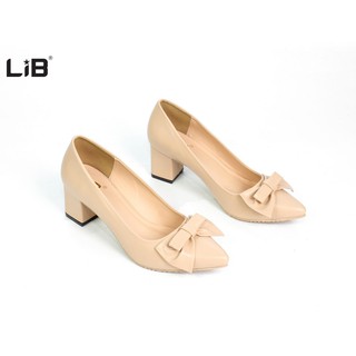 LiB - Giày Cao Gót Nữ  Thời Trang 5cm Đế Vuông Gắn Nơ Bướm S525