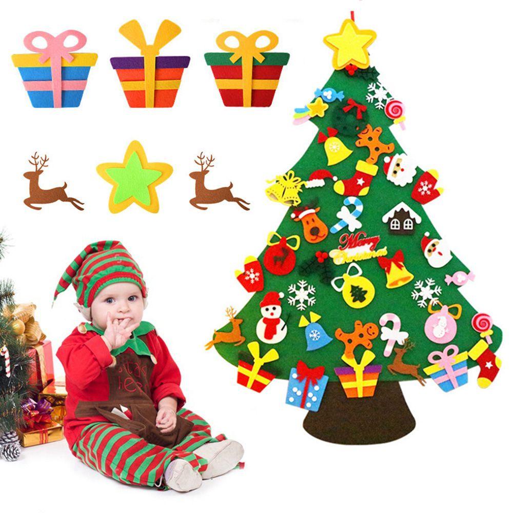 1 Bộ Cây Thông Noel Bằng Vải Nỉ Chất Lượng Cao Ghép Nối Màu Sắc Tươi Sáng Làm Quà Giáng Sinh