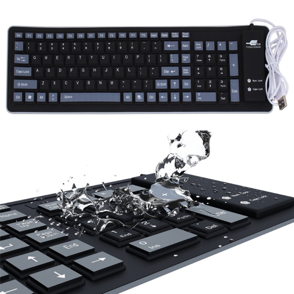 Bàn Phím Cao Su Silicone Mềm 103 Phím Chống Nước Chống Bụi Không Ồn Gấp Gọn Linh Hoạt Cho Máy Tính / Laptop / Notebook