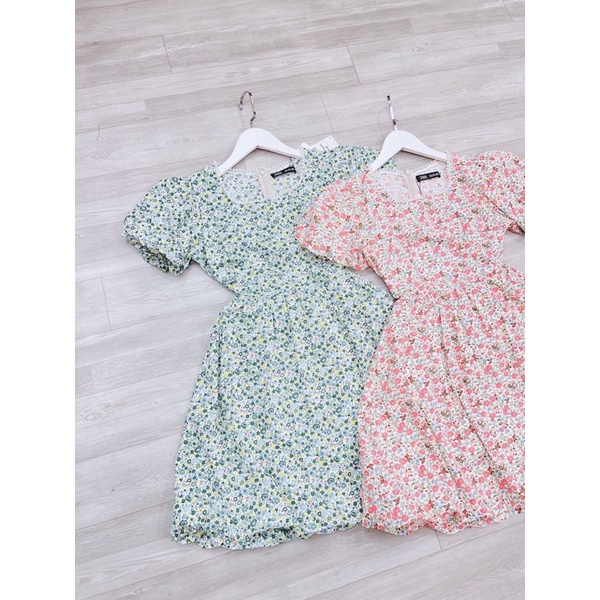 Váy babydoll đầm babydoll tay phồng cổ phối ren
