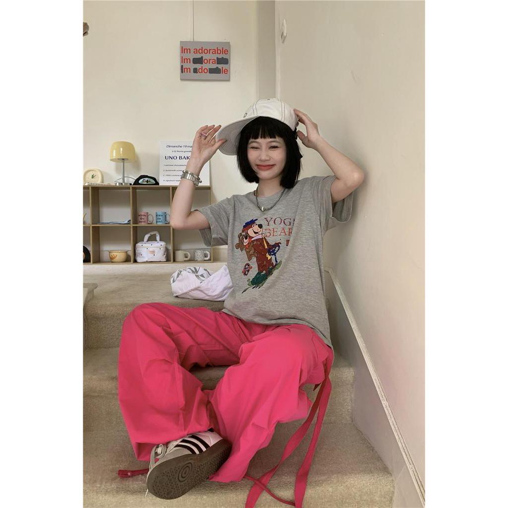 Áo Thun Mùa Hè 62008 Dáng Rộng In Họa Tiết Hoạt Hình Vui Nhộn Dễ Phối Đồ