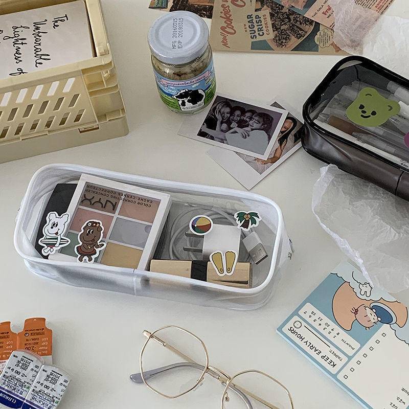⭐ iLado ⭐  Túi đựng bút trong suốt cute túi nilong/PVC cute stickers chủ đề nhân vật túi zip nhỏ hộp vải đựng đồ Hộp đựng hộp bút hologram bút cute bọc zip tiểu an văn phòng phẩm Đa Dụng túi đựng đồ dùng cá nhân hình