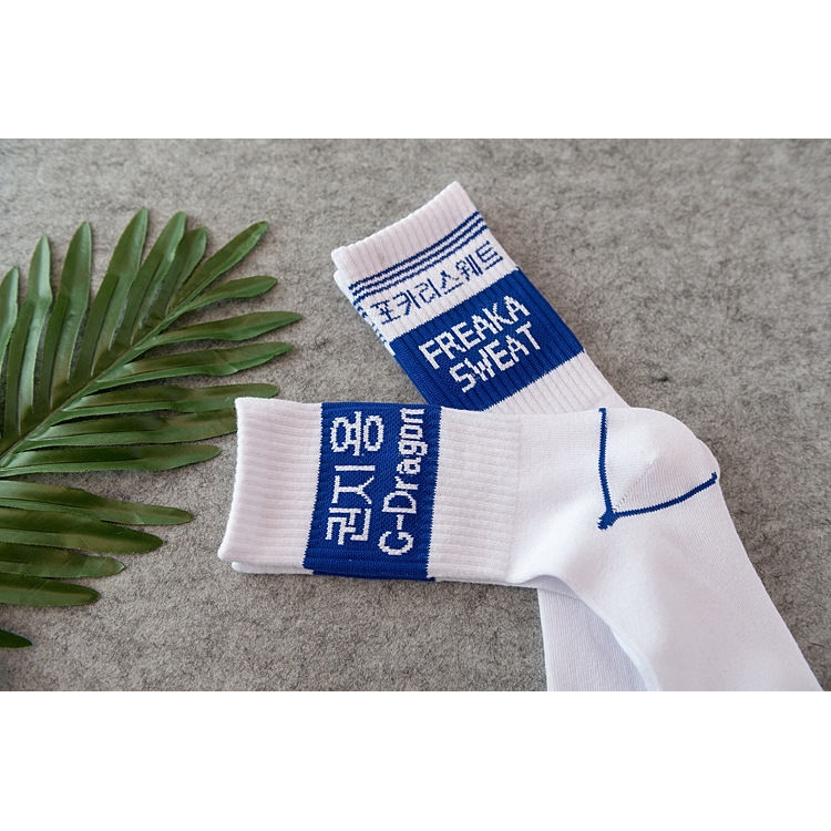 Vớ thể thao cotton cổ cao họa tiết chữ phong cách Hàn Quốc cho nam và nữ