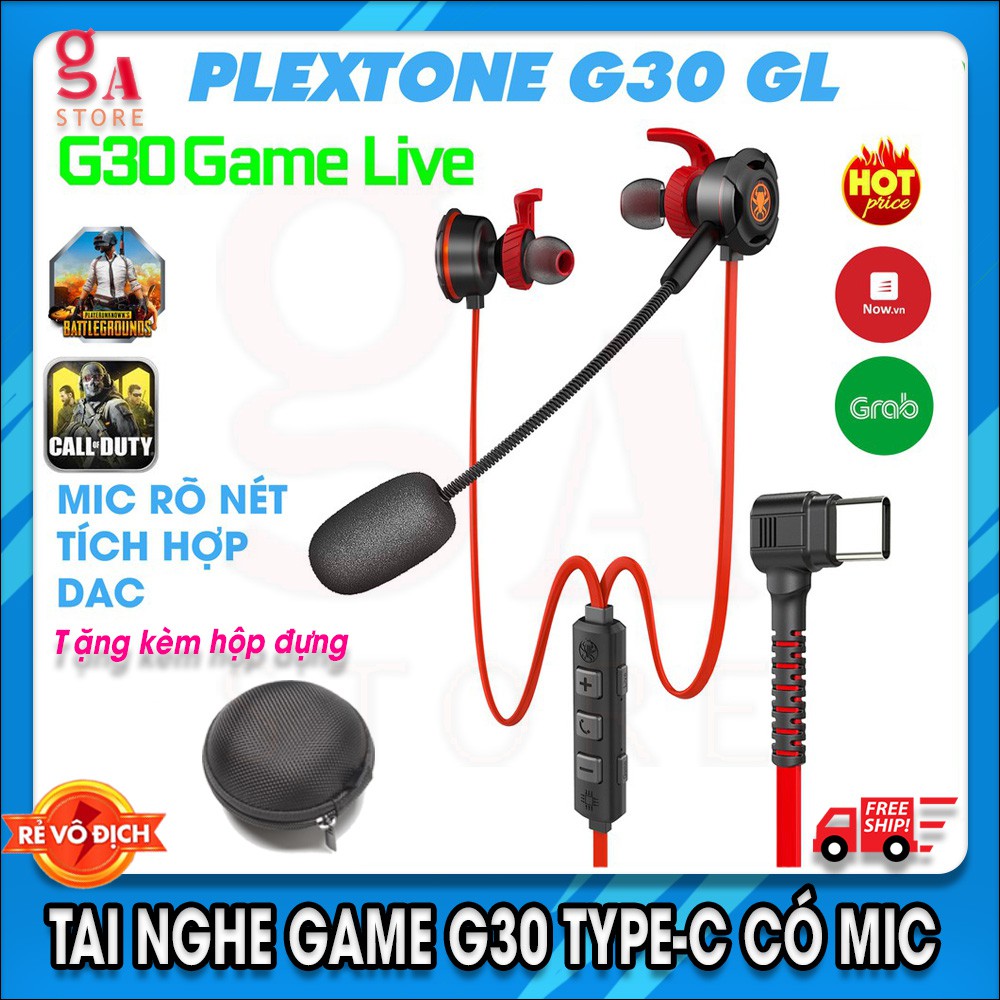 Tai nghe plextone G30 GL,typeC hỗ trợ game và livestream cực nét,tích hợp DAC ( Tặng hộp đựng )