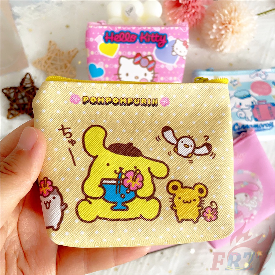 ❀ Ví Tiền Xu Sanrio ❀ 1 Ví Đựng Tiền Xu Bằng Da PU Hình Hello Kitty Kuromi Melody Cinnamonroll