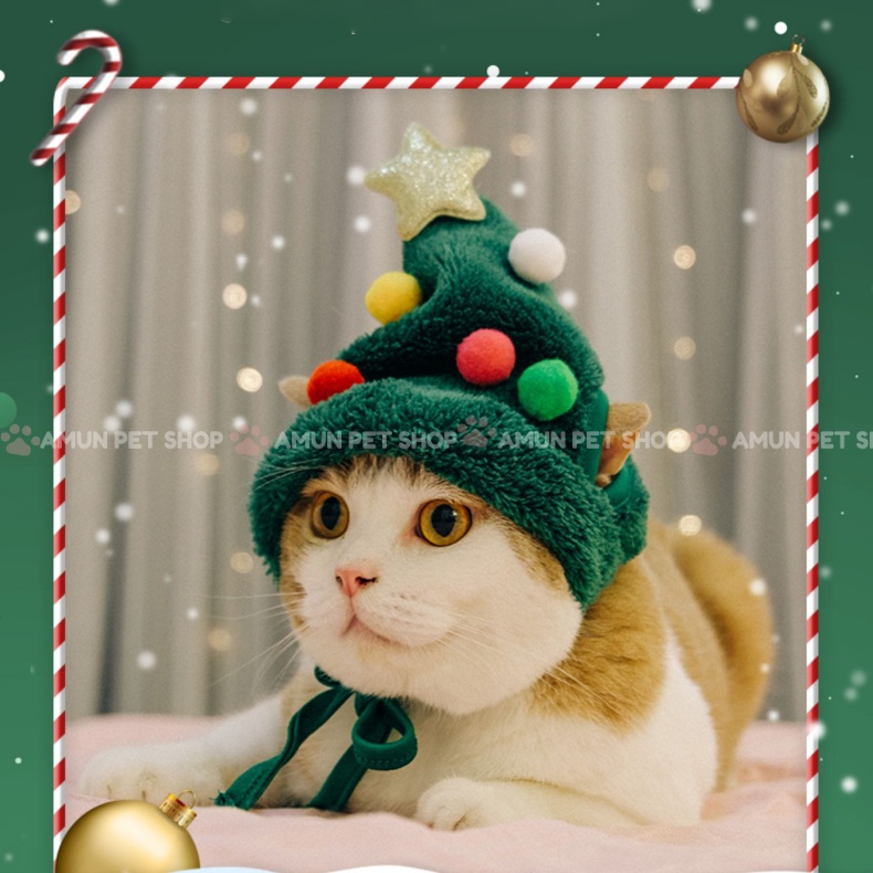 Mũ và Yếm Giáng Sinh Cho Chó Mèo - Quần Áo Noel Cho Thú Cưng Cực Đáng Yêu Giá Rẻ Amun Pet