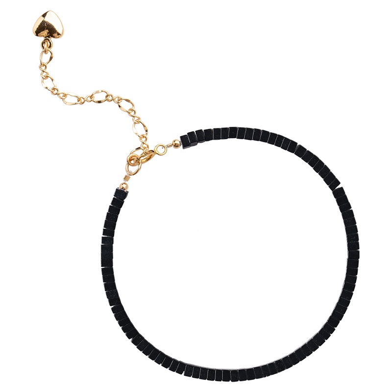 [Hàng Mới Về] Vòng Tay Đính Đá Đen Phong Cách Retro Cá Tính Thời Trang Mùa Hè