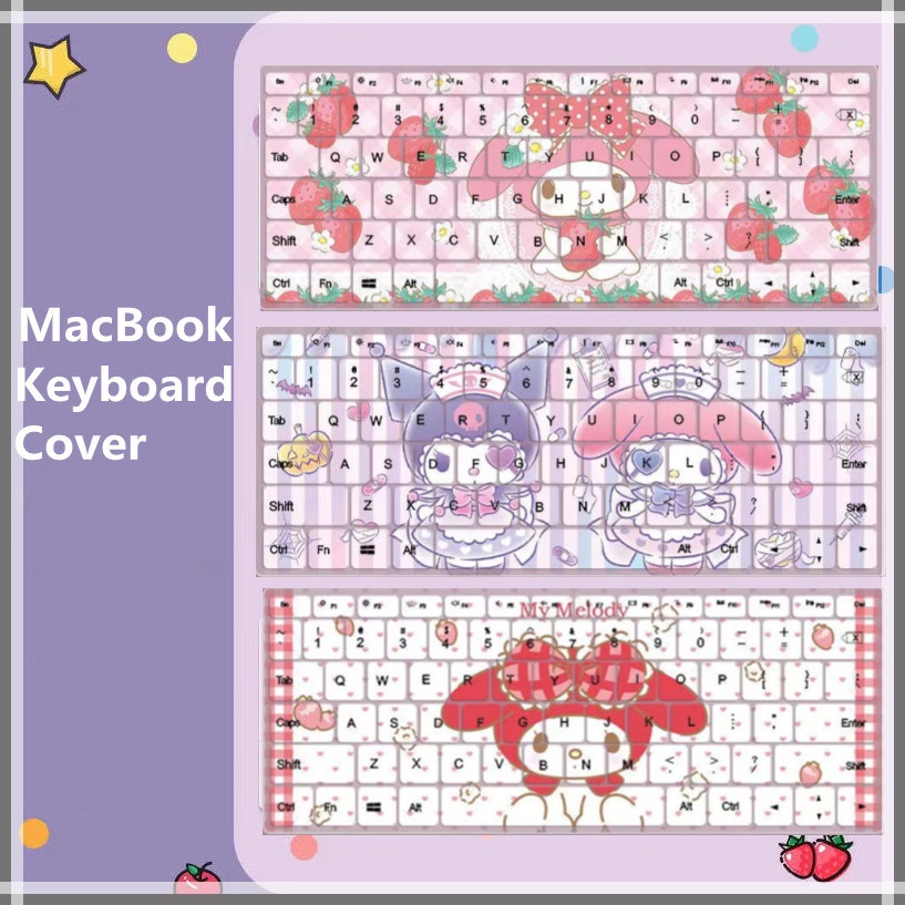 【My Melody】Keyboard cover for new macbook Retina13.3 pro 13 Touch Bar 15 a 1932 a 1466 a 2159 a 1706 Cartoon M1 2020Air13（A2179/A2337）M1 Pro13（A2289/A2289/A2338）Waterproof Keyboard case