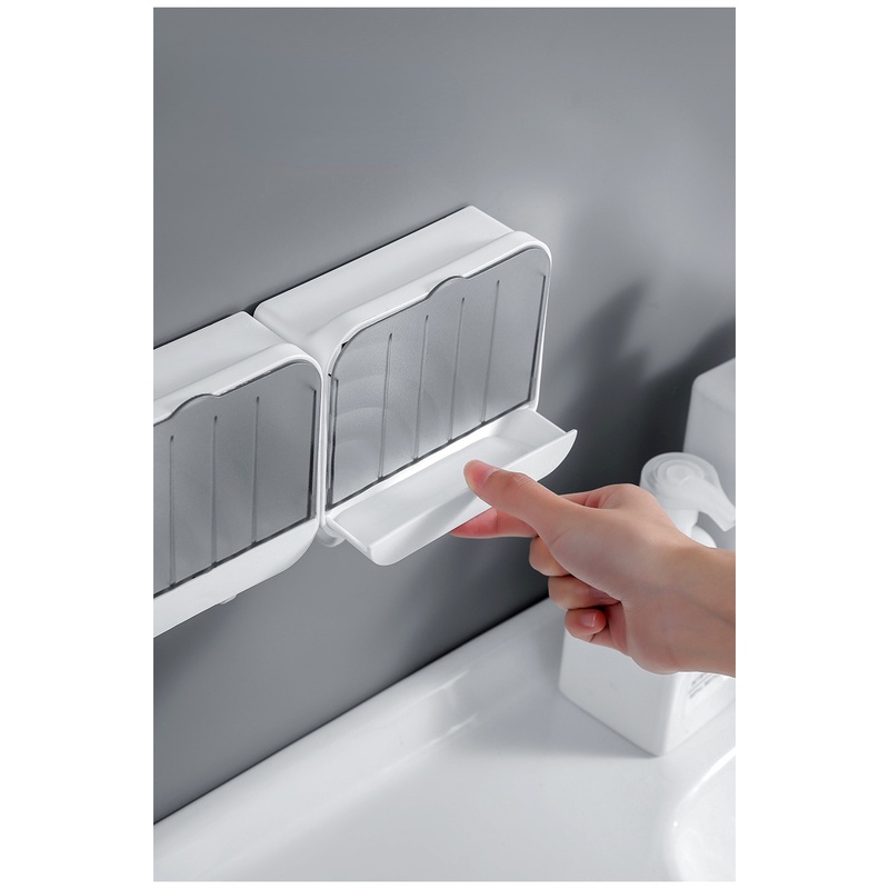 Khay Đựng Xà Phòng Có Nắp Lật Thiết Kế Treo Tường Tiện Dụng