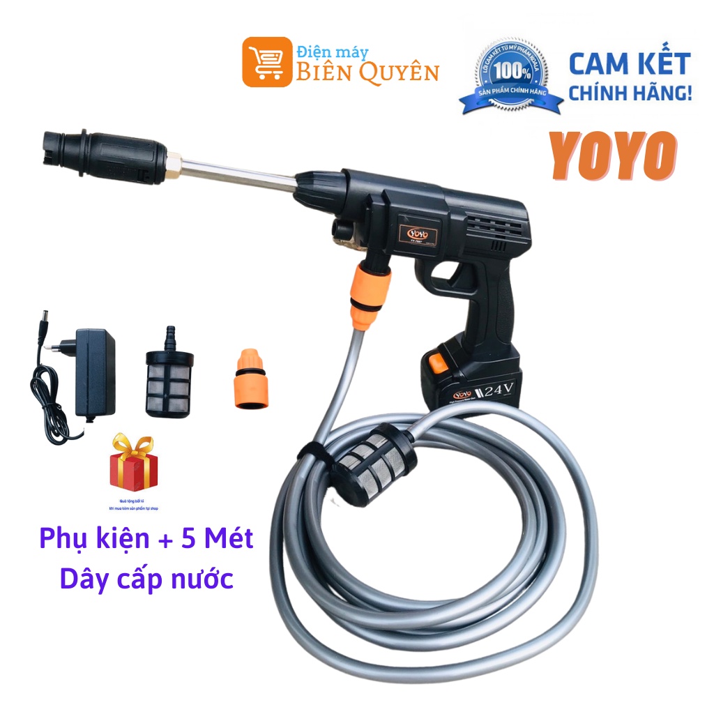 Máy Xịt Rửa Xe Gia Đình Dùng pin 24V YOYO tiện dụng, rửa điều hòa, tưới cây