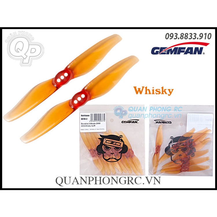 4 Cặp Cánh 2 Lá GEMFAN Hurricane 3018 2 Blades FPV Toothpick Propellers (8 Cái)