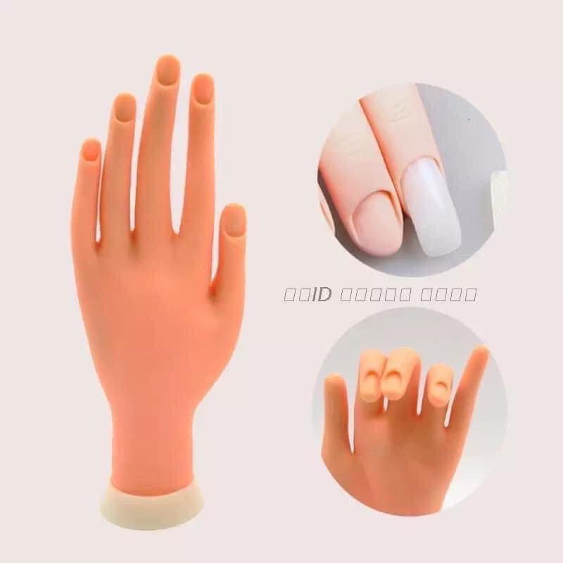 Bàn tay giả silicone tập làm nail - loại khớp dẻo linh hoạt