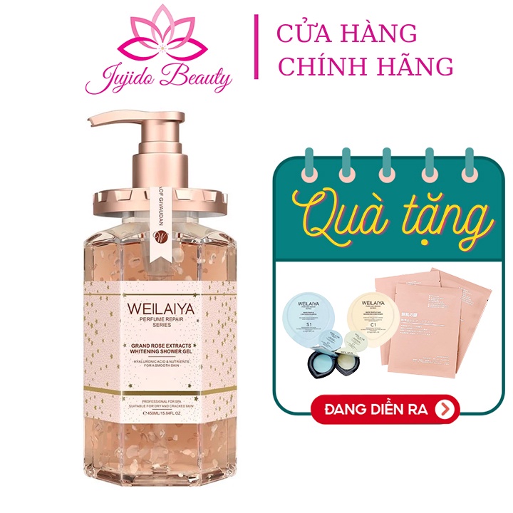 Sữa Tắm Weilaiya Chính Hãng Tuỷ Mật Hoa Hồng Damask Wailaiya Hương Nước Hoa Thơm Lâu Trắng Da 450ml