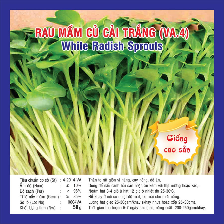 Hạt giống Mầm Củ Cải Trắng (VA.4) – 50gram