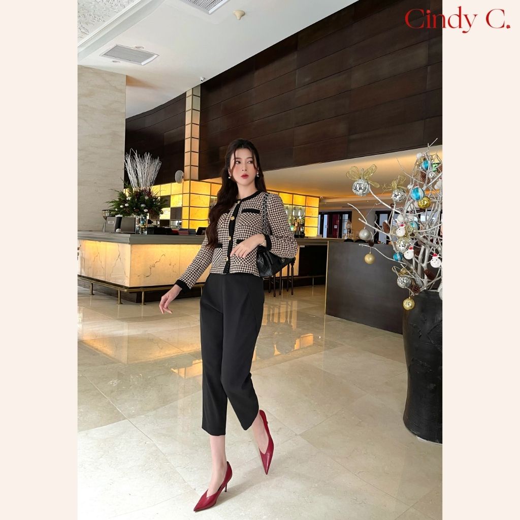 Quần baggy nữ cạp cao Bertha CINDY C phong cách công sở, tôn dáng, chất liệu Tuytsi 521