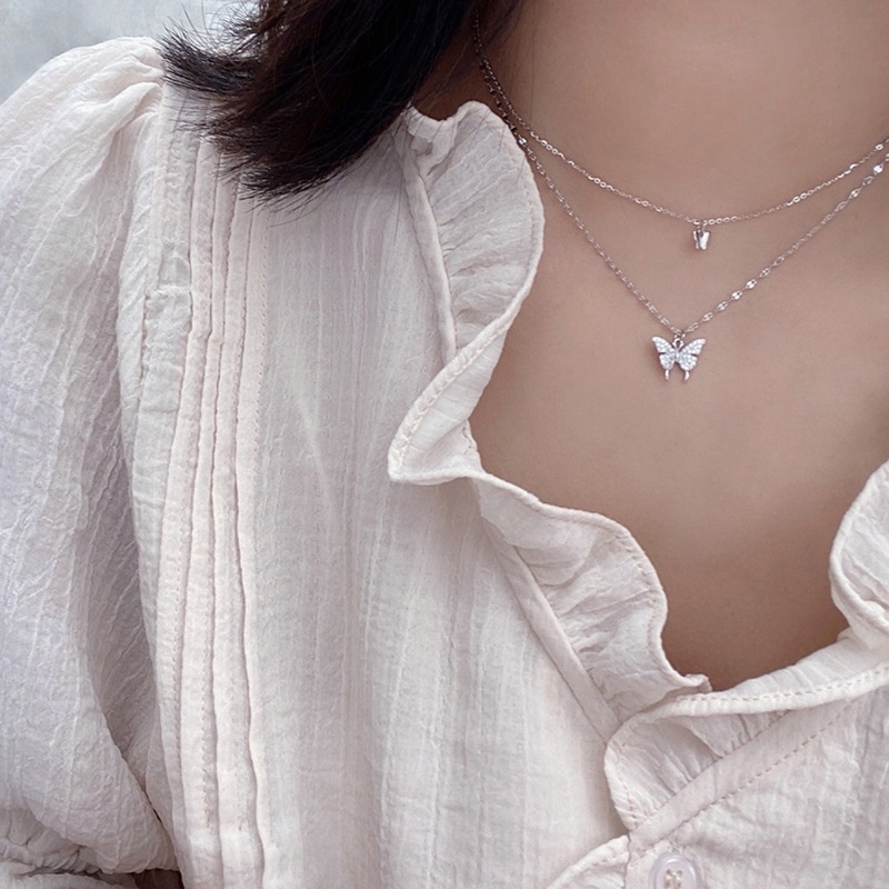 Vòng cổ hợp kim mặt hình bướm đính đá sang trọng cho nữ