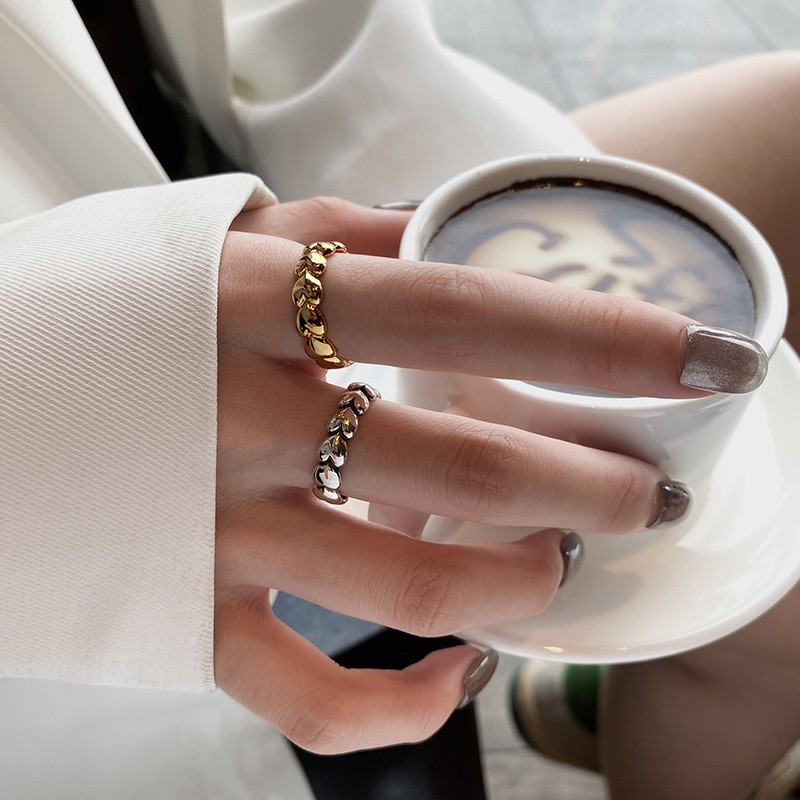 Nhẫn bạc nữ mạ vàng TOBI STORE trái tim xếp lớp N81