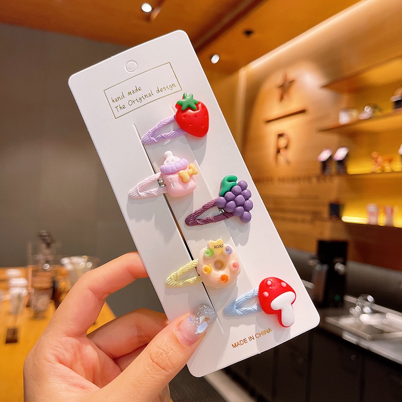 Set 5 Kẹp Tóc Hình Nơ / Bông Hoa Nhiều Màu Sắc Dễ Thương Cho Bé Gái