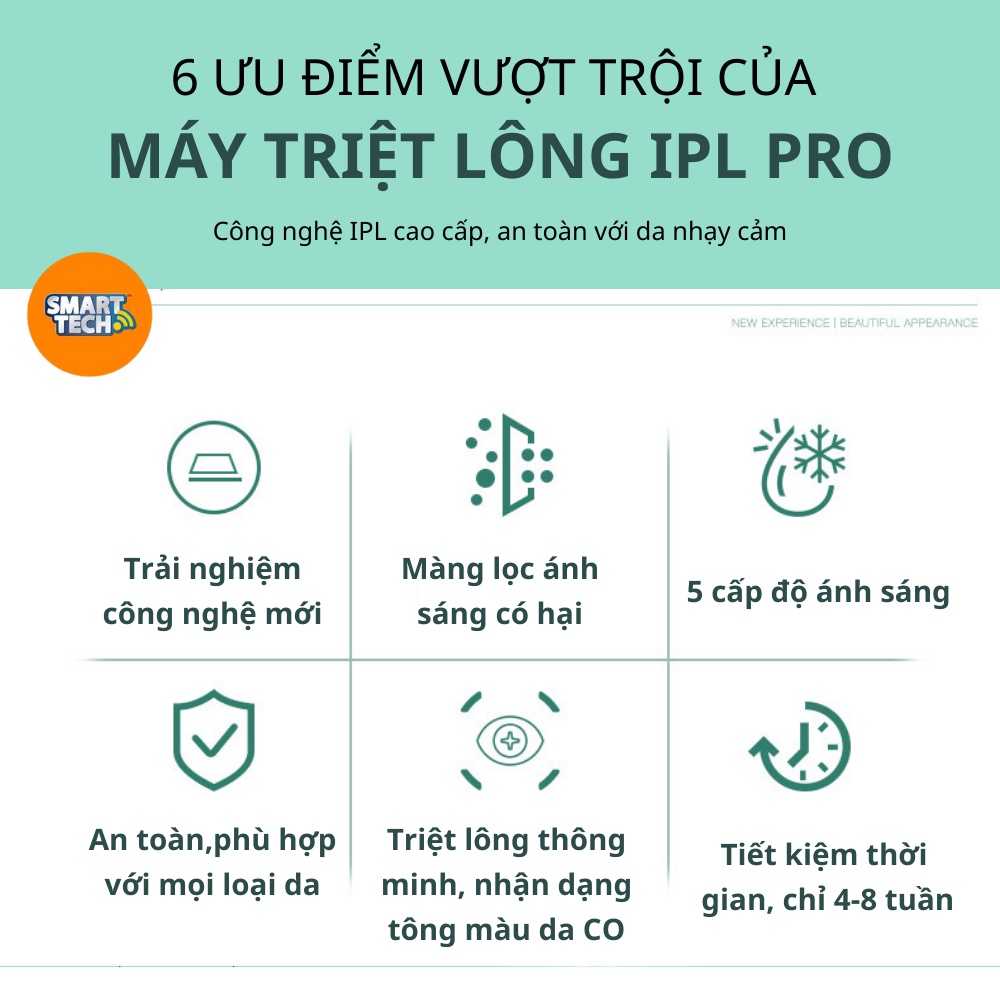 Máy triệt lông vĩnh viễn cầm tay laser IPL tại nhà, sử dụng cho vùng da chân, tay, vùng dưới cánh tay