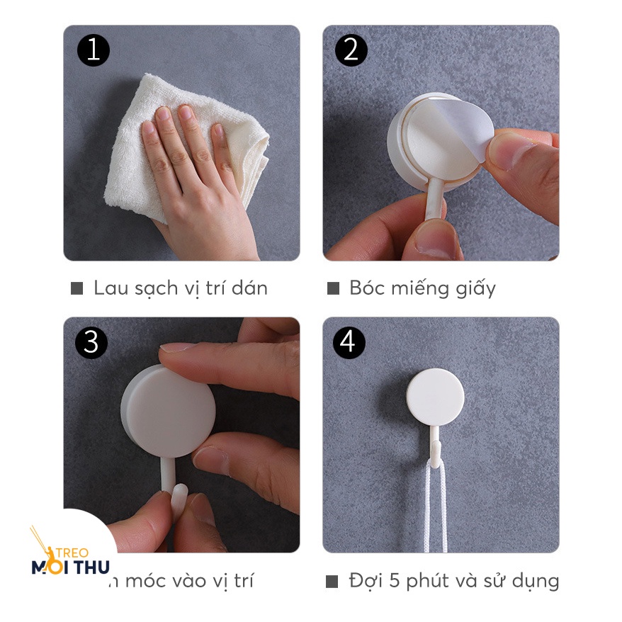 Túi 10 Móc Treo Nhựa Tròn HOOK20-SP - 2 màu - Tròn xoay đáng yêu - Treo Mọi Thứ