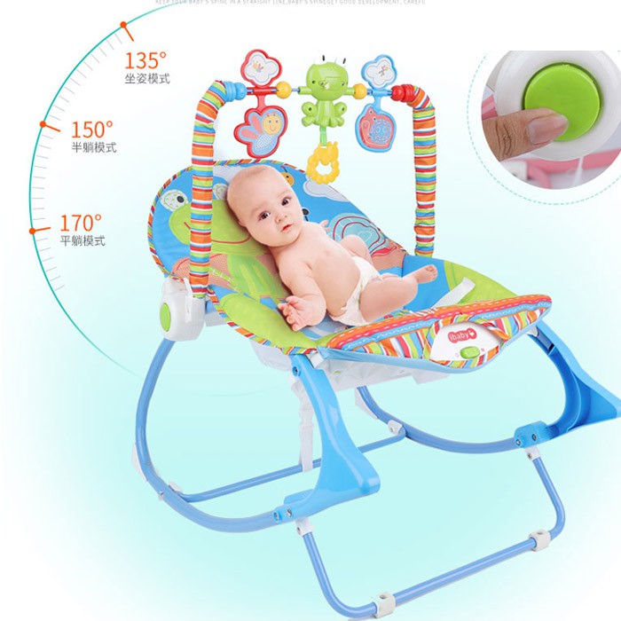 [Haobaby2018] Ghế Rung Nôi Rung Bập Bênh Cao Cấp Cho Bé Ngồi Ăn Dặm, Có Thanh Đồ Chơi