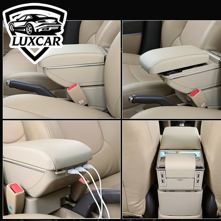 Hộp tỳ tay xe XPANDER mẫu bệt tích hợp 3 cổng sạc USB LUXCAR cao cấp - Bảo hành 12 tháng