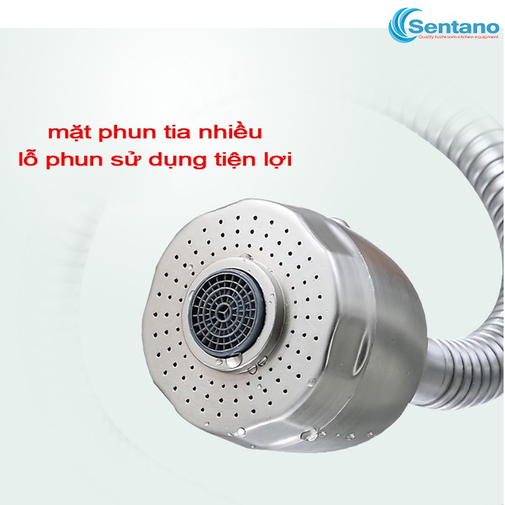 Vòi rửa chén nóng lạnh inox 304 bề mặt màu inox mờ cần lò xo dẻo uốn mềm 2 chế độ | BigBuy360 - bigbuy360.vn