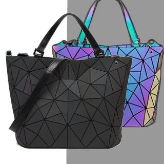Ready Stock Women's Diamond Geometric Tote Folding Holographic Laser Luminous Shoulder Bucket Bag