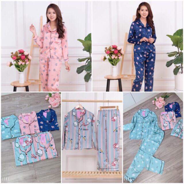 Bán sỉ bộ pijama lụa dài tay