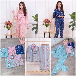 Bán sỉ bộ pijama lụa dài tay