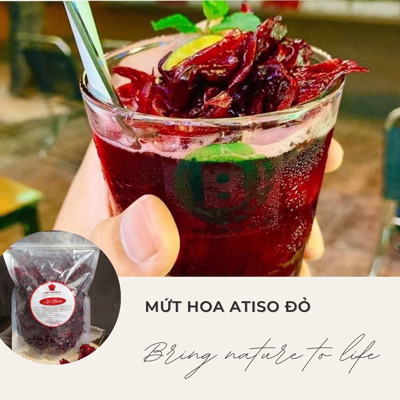 Mứt atiso đỏ (hibiscus, hoa hồng, bụp giấm) ăn trực tiếp hoặc kèm trà trái cây, sữa chua