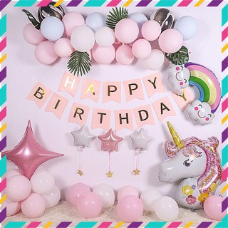 Set Trang Trí Sinh Nhật Bé Gái Kỳ Lân Ngựa Pony