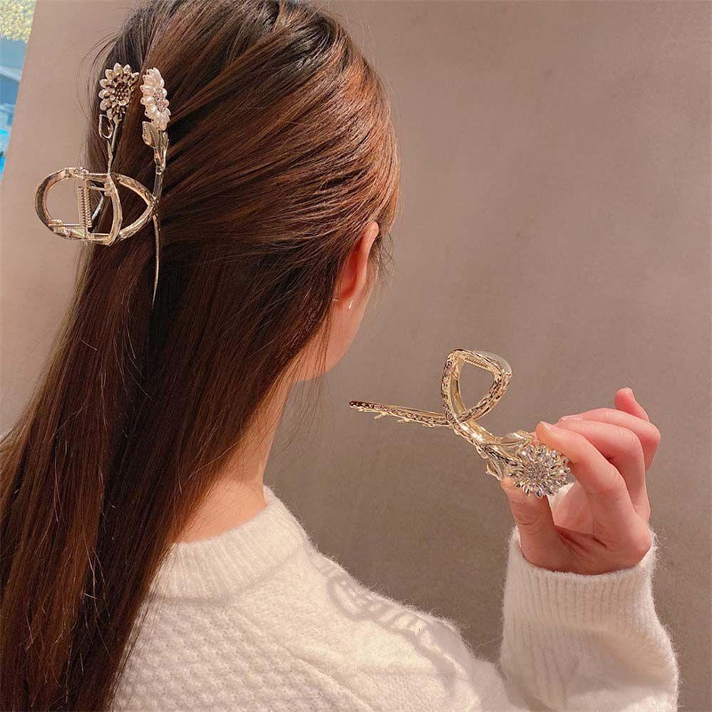 Kẹp Tóc Kim Loại Hình Hoa Hướng Dương Thanh Lịch Dễ Phối Đồ Cho Nữ
