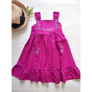 Đầm linen 2 dây thêu hoa, chân váy đuôi cá. Cho bé gái 8kg - 30kg