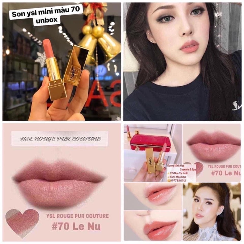 SON THỎI MINI YSL 01 LE ROUGE, 13 LE ORANGE, 70 LE NU unbox 1.3gr