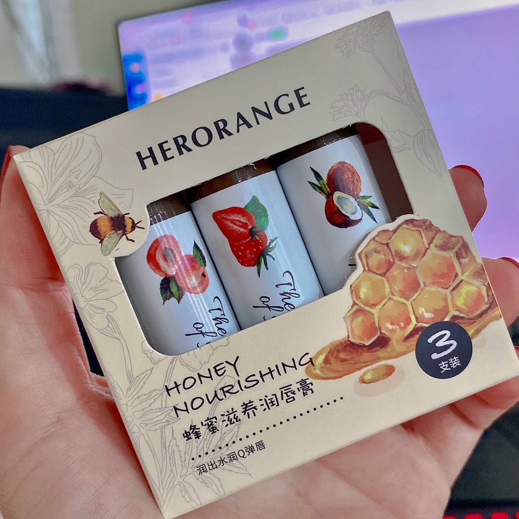 [Mới] Set 3 Cây Son Thỏi Dưỡng Môi Herorange Lên Màu 2 Cây+ 1Cây Dưỡng Căng Mọng Chiết Xuất Trái Cây 3D Siêu Đep Luôn