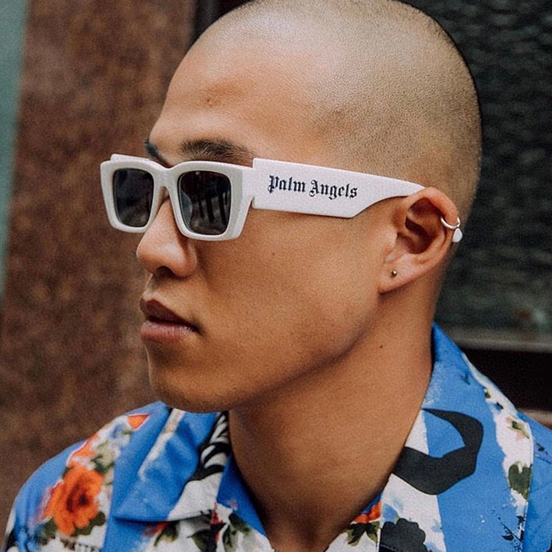 Kính mát gọng chữ nhật in chữ phong cách retro thời trang dành cho nam và nữ