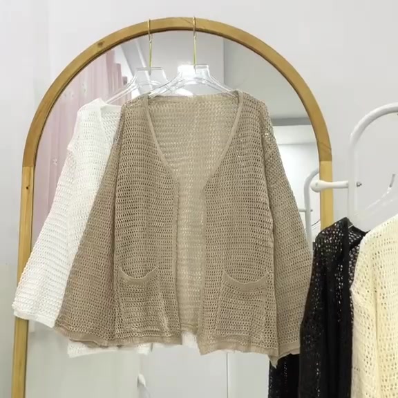 Áo khoác len , khoác cardigan LƯỚI DÁNG DÀI 2 túi phong cách Hàn Quốc sang chảnh màu be nâu đen trắng - RUBY | BigBuy360 - bigbuy360.vn