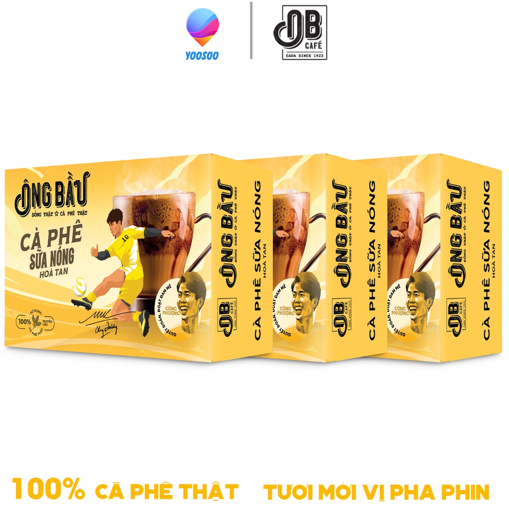 Combo 03 Hộp/ 45 Túi Cafe - Cà Phê Sữa Nóng Ông Bầu Hộp 240g – Thương hiệu NUTIFOOD – YOOSOO MALL - cà phê ob, ob cafe