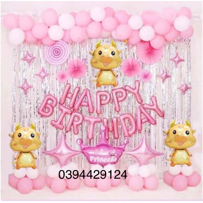 Sét Bóng Sinh Nhật Cho Bé Tuổi Trâu ( Tặng bơm keo)