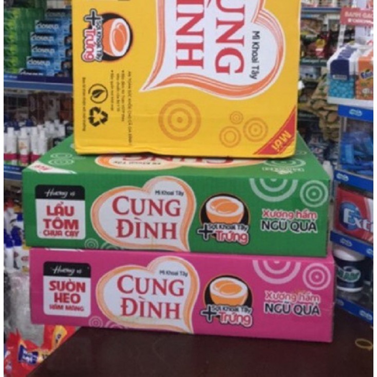 1 Thùng Mì Cung Đình 30 Gói Chọn Vị Lẩu Tôm Chua Cay, Sườn Heo Hầm Măng