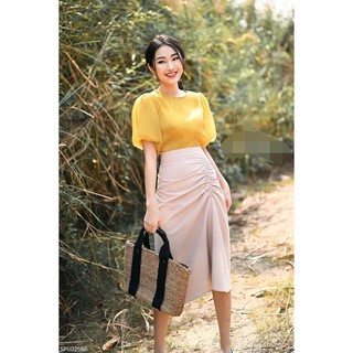 Chân váy nhúm lệch bên