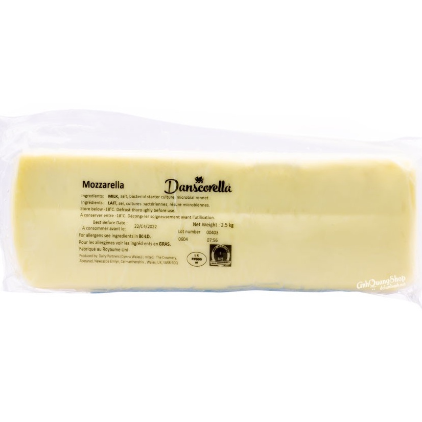 Phô mai Mozzarella Danscorella Nguyên Khối 2,5KG