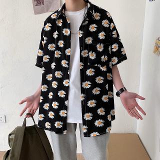 Áo Sơ Mi Ngắn Tay Cỡ Lớn Họa Tiết In Hoa Cúc Phong Cách Hàn Quốc Thời Trang Mùa Hè Cho Nam