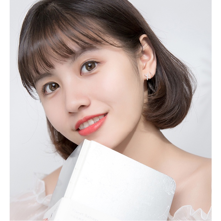 Bông tai bạc EVERMORE, khuyên tai chữ X xoắn kép bạc Ý 925 nguyên chất, phong cách minimalism ,hiện đại - H019