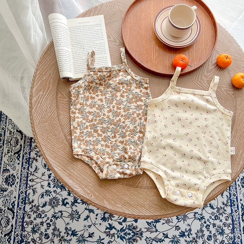 Bộ Áo Liền Quần 100% Cotton Sát Nách In Hình Quả Chanh Co Giãn Tốt Thời Trang Mùa Hè Cho Bé