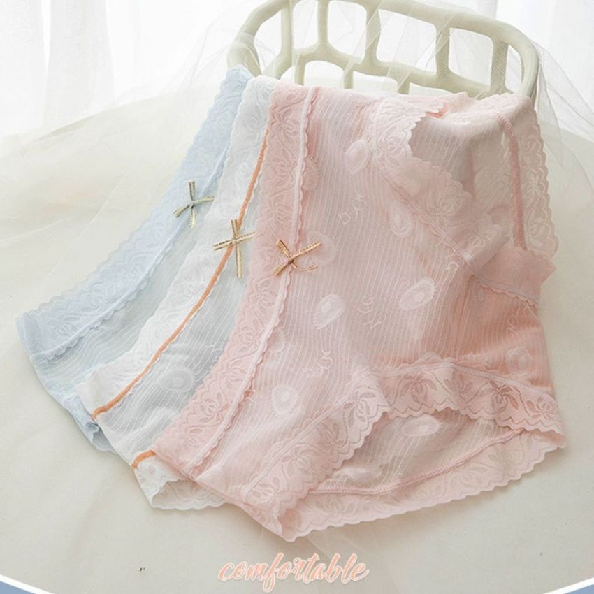 Quần lót nữ ren xuyên thấu sexy, Quần chíp nữ ren đáy cotton kháng khuẩn Cavera L1016