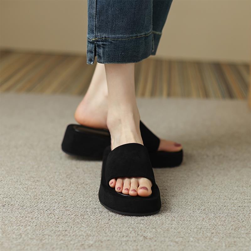 Giày Sandal Đế Mềm Bằng Da Thật Phong Cách Pháp Thời Trang