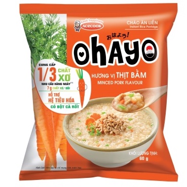 Cháo các loại Cháo thịt bằm,Cháo cá,Cháo gà Vifon/Cháo thịt bằm Gấu Đỏ/Cháo Yến Việt gói 50g