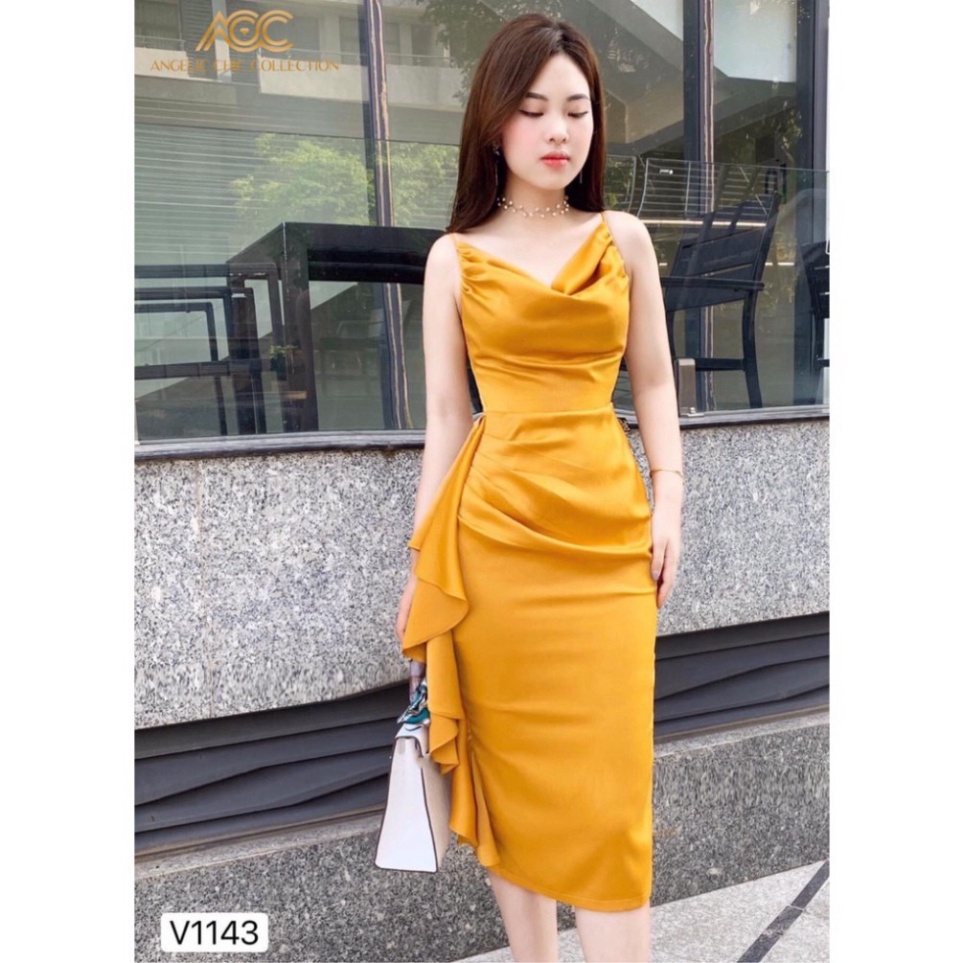 Váy vàng 2 dây cổ đổ V1143 - DOLCE VIVA COLLECTION